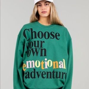 THE MAYFAIR GROUP YOUR EMOTIONS ARE VALID OVERSIZED GREEN SWEATSHIRT